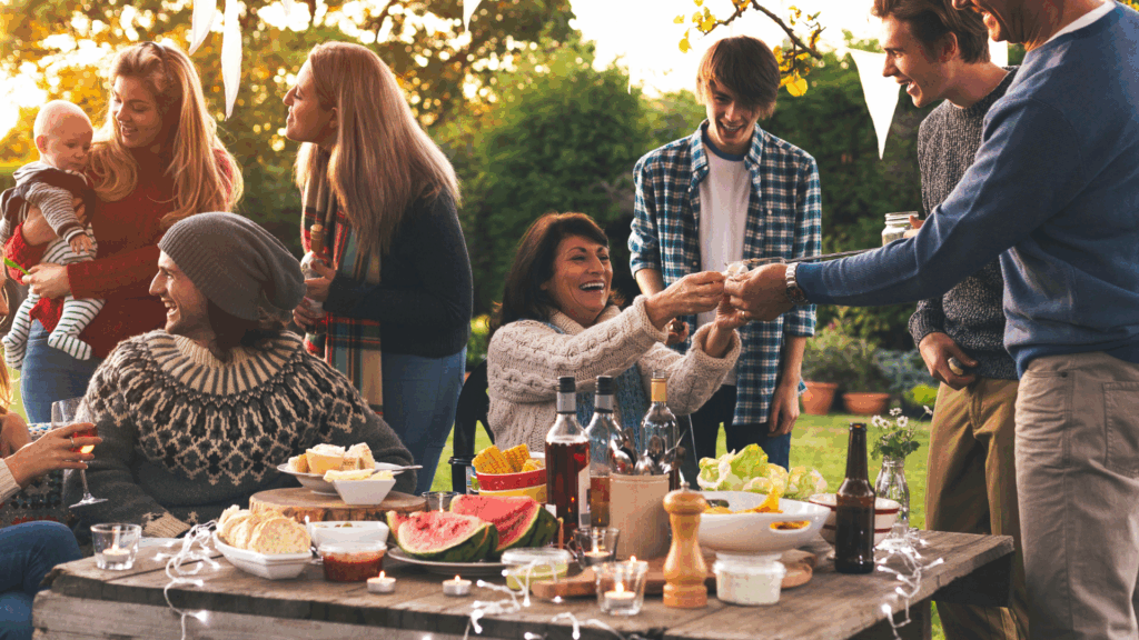 Turn regenerative into a lifestyle word. Family gathering with lots of fresh from the garden whole food.